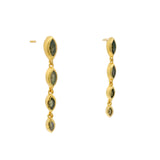 Boucles d'oreilles navettes pendantes labradorite
