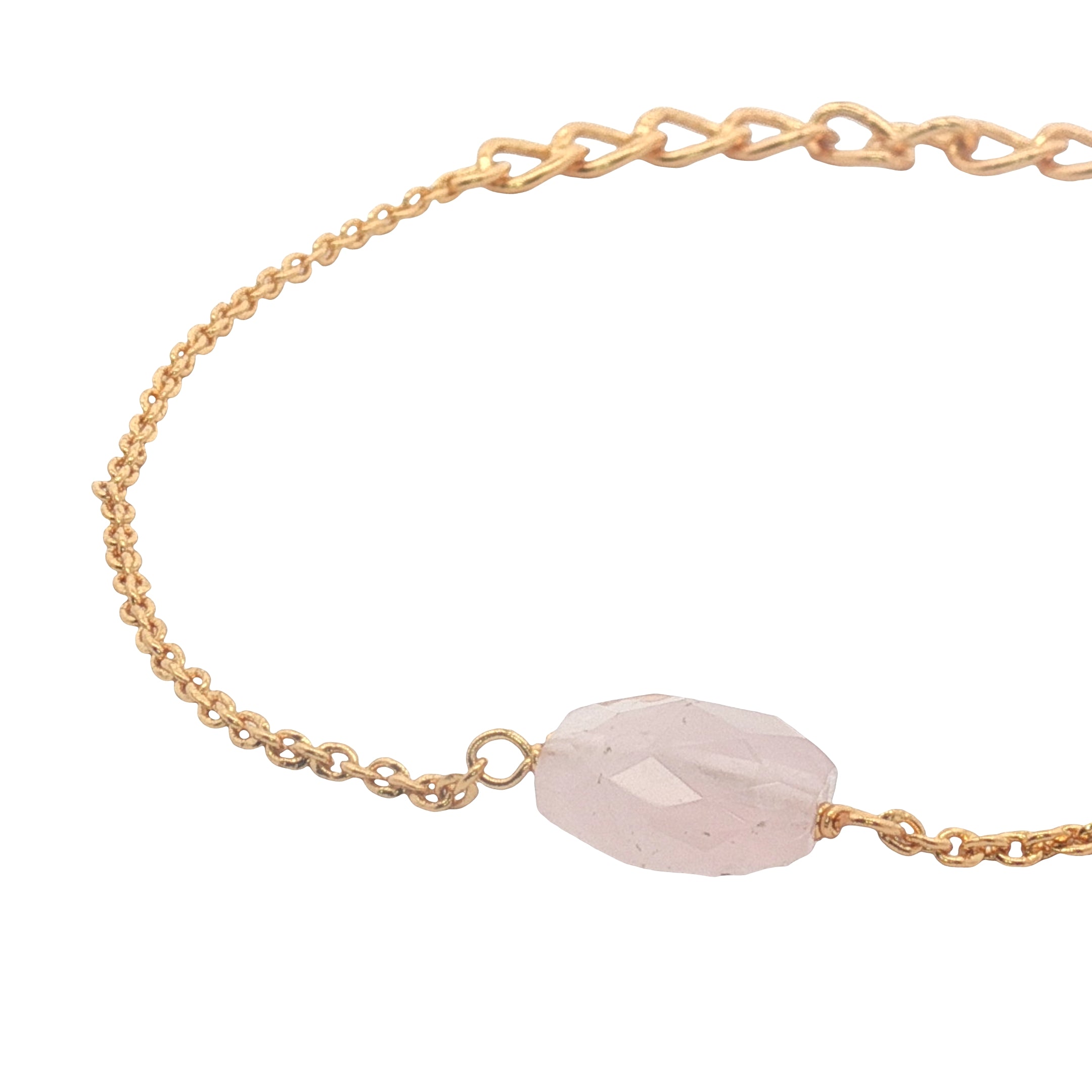Bracelet doré quartz rose facetté