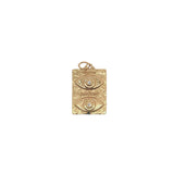 Charms doré plaque rectangulaire double oeil avec zircons blancs
