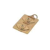 Charms doré plaque rectangulaire double oeil avec zircons blancs