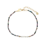 Bracelet doré en tourmaline, petites perles de culture et perles dorées