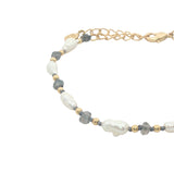 Bracelet doré perles de culture irrégulières, perles dorées et labradorite