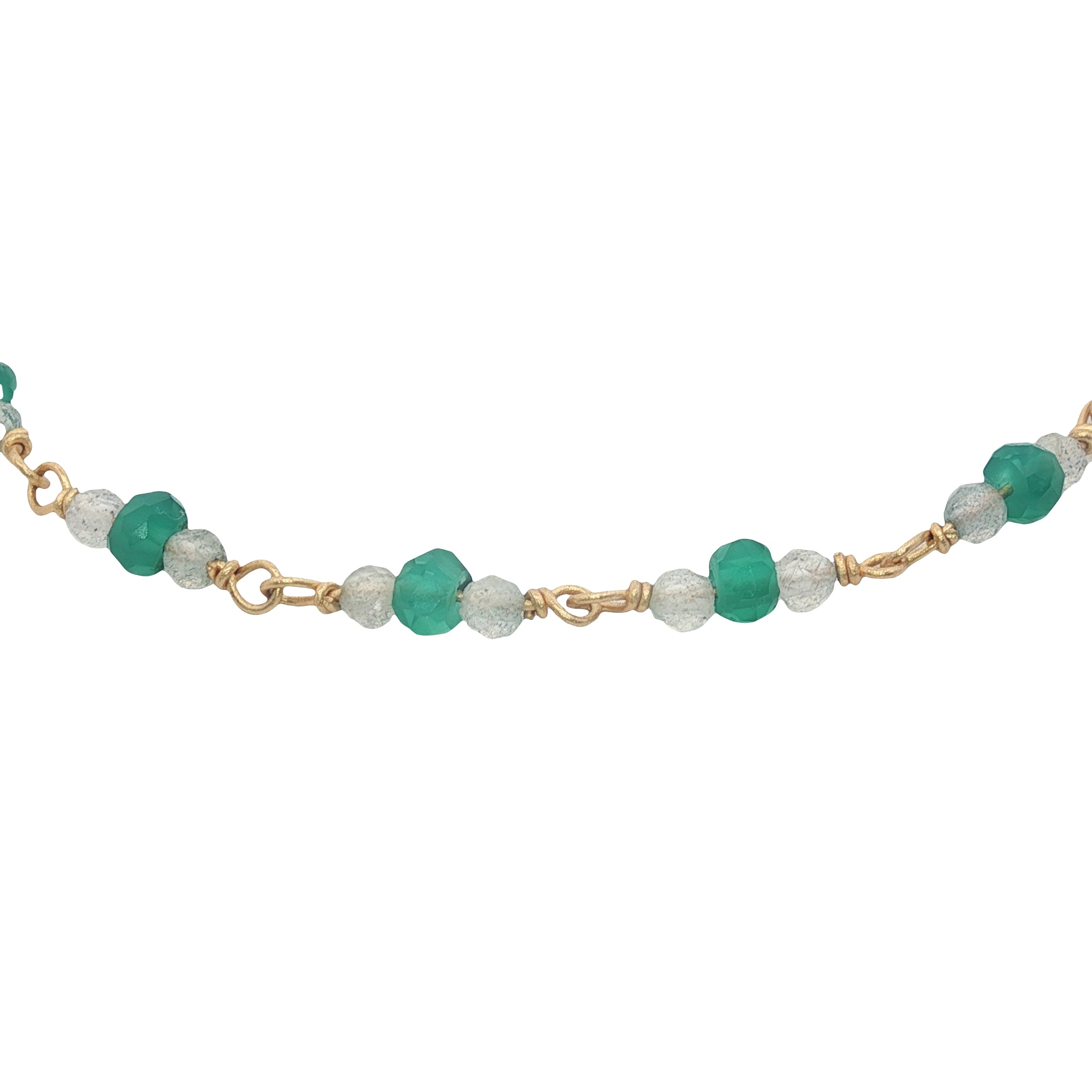 Bracelet doré en onyx verte et prehnite