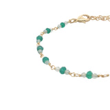 Bracelet doré en onyx verte et prehnite