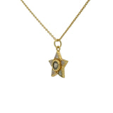 Collier doré étoile duo de labradorite et pierre de lune 42 cm