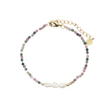 Bracelet doré en tourmaline, perles de culture et perles dorées