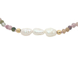 Bracelet doré en tourmaline, perles de culture et perles dorées