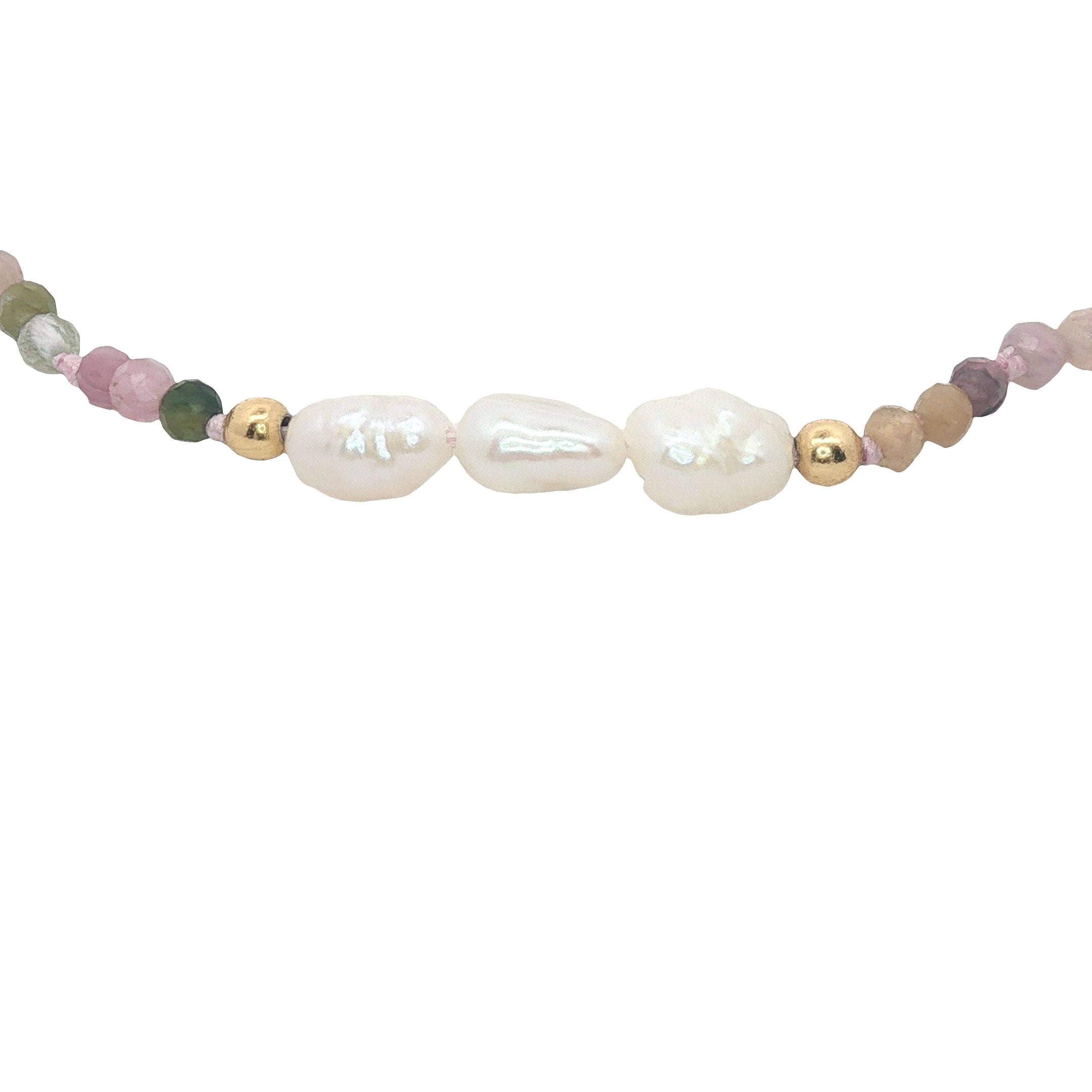 Bracelet doré en tourmaline, perles de culture et perles dorées