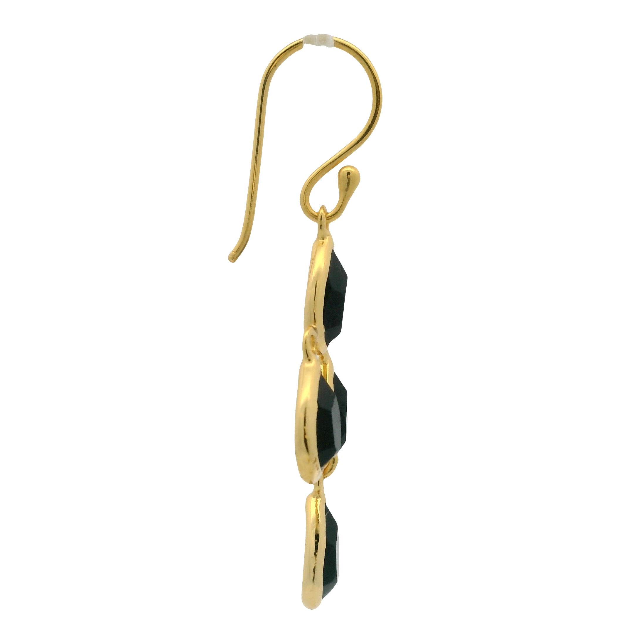 Boucles d'oreilles gouttes onyx noire facettée