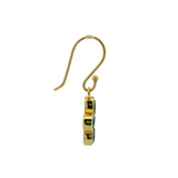 Boucles d'oreilles dorées pendantes trèfle onyx verte