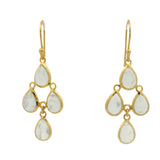Boucles d'oreilles dorées pendantes prehnite en gouttes