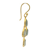 Boucles d'oreilles dorées pendantes prehnite en gouttes