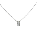 Silver necklace trilogy zircons baguettes