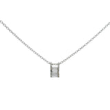 Silver necklace trilogy zircons baguettes