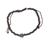 Bracelet cordon marron et perle bohème argent 925 boules