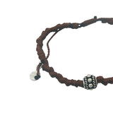 Bracelet cordon marron et perle bohème argent 925 boules