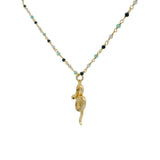 Sautoir rosary onyx verte onyx noire labradorite et serpent 75cm