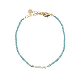 Bracelet doré en topaze bleue, petites perles de culture et perles dorées