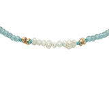 Bracelet doré en topaze bleue, petites perles de culture et perles dorées