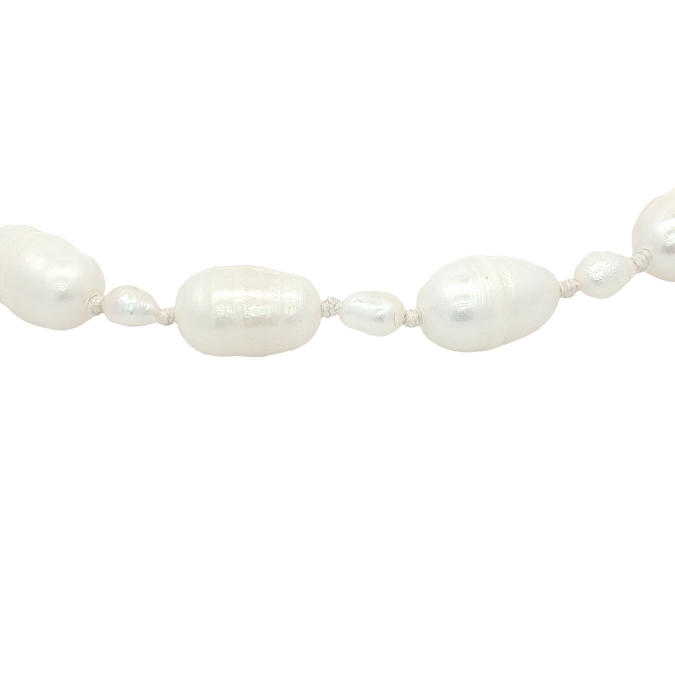 Chaine de cheville petites et grandes perles de culture fil blanc