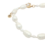 Chaine de cheville petites et grandes perles de culture fil blanc