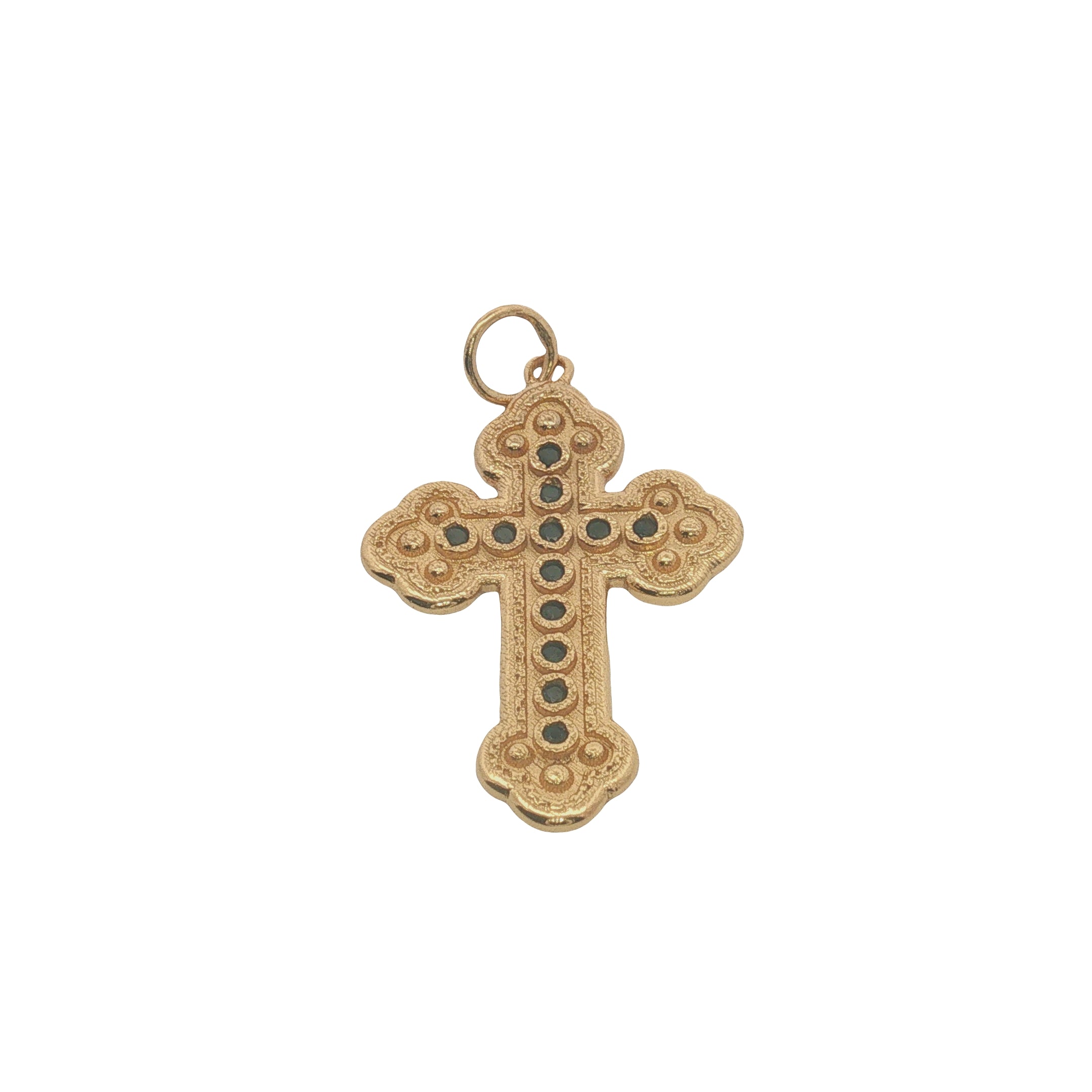 Charms doré croix gothique avec zircons noirs