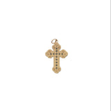 Charms doré croix gothique avec zircons noirs
