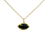 Gold necklace with eye and stone pendant