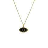Gold necklace with eye and stone pendant