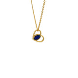 Gold necklace with hollow heart pendant and heart