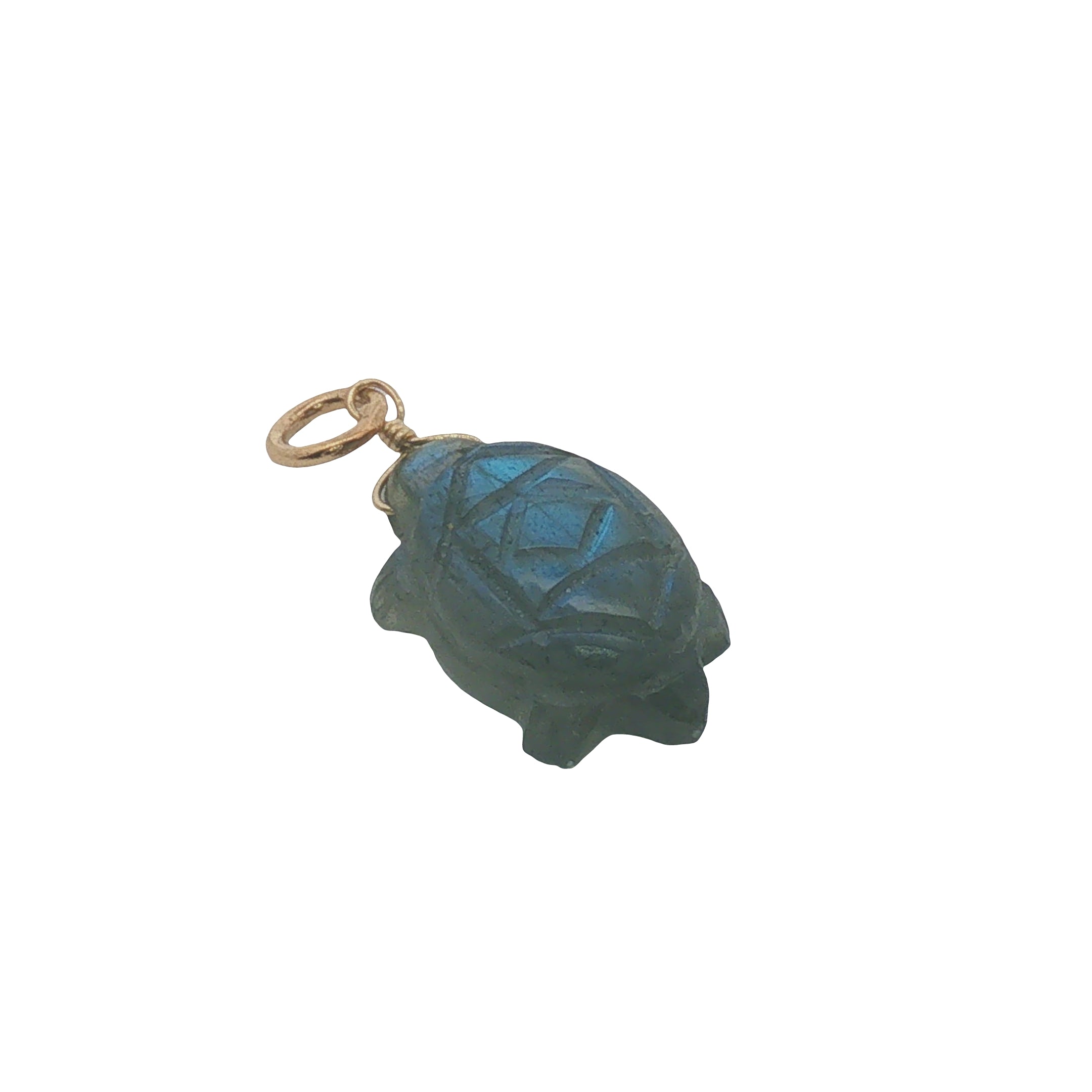 Charms doré tortue taillée dans de la labradorite