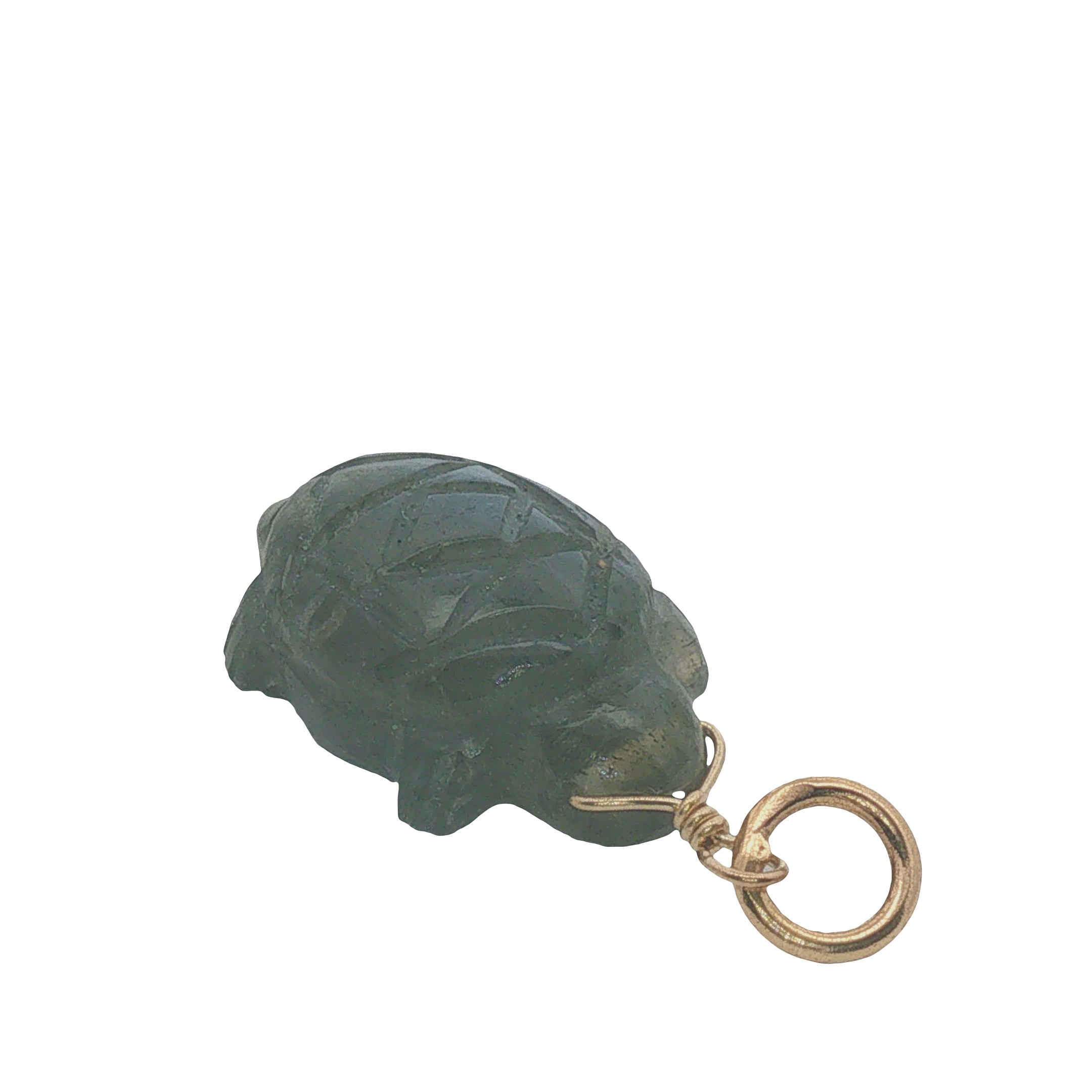 Charms doré tortue taillée dans de la labradorite