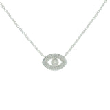 Collier en argent 925 oeil pierre de lune et zircons 42 cm
