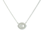 Collier en argent 925 oeil pierre de lune et zircons 42 cm