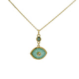 Gold necklace with stone eye and zircons