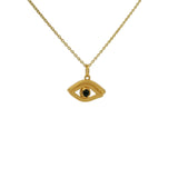 Collier doré oeil ajouré et pierre onyx noir 42 cm