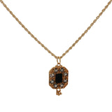 Collier doré médaille octogone avec onyx noire et labradorite 50 cm
