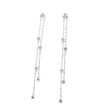 Boucles d'oreilles pendantes argent 925 double chaine avec zircons