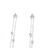 Boucles d'oreilles pendantes argent 925 double chaine avec zircons