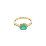 Golden solitaire ring with zircons and square stone