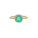 Golden solitaire ring with zircons and square stone