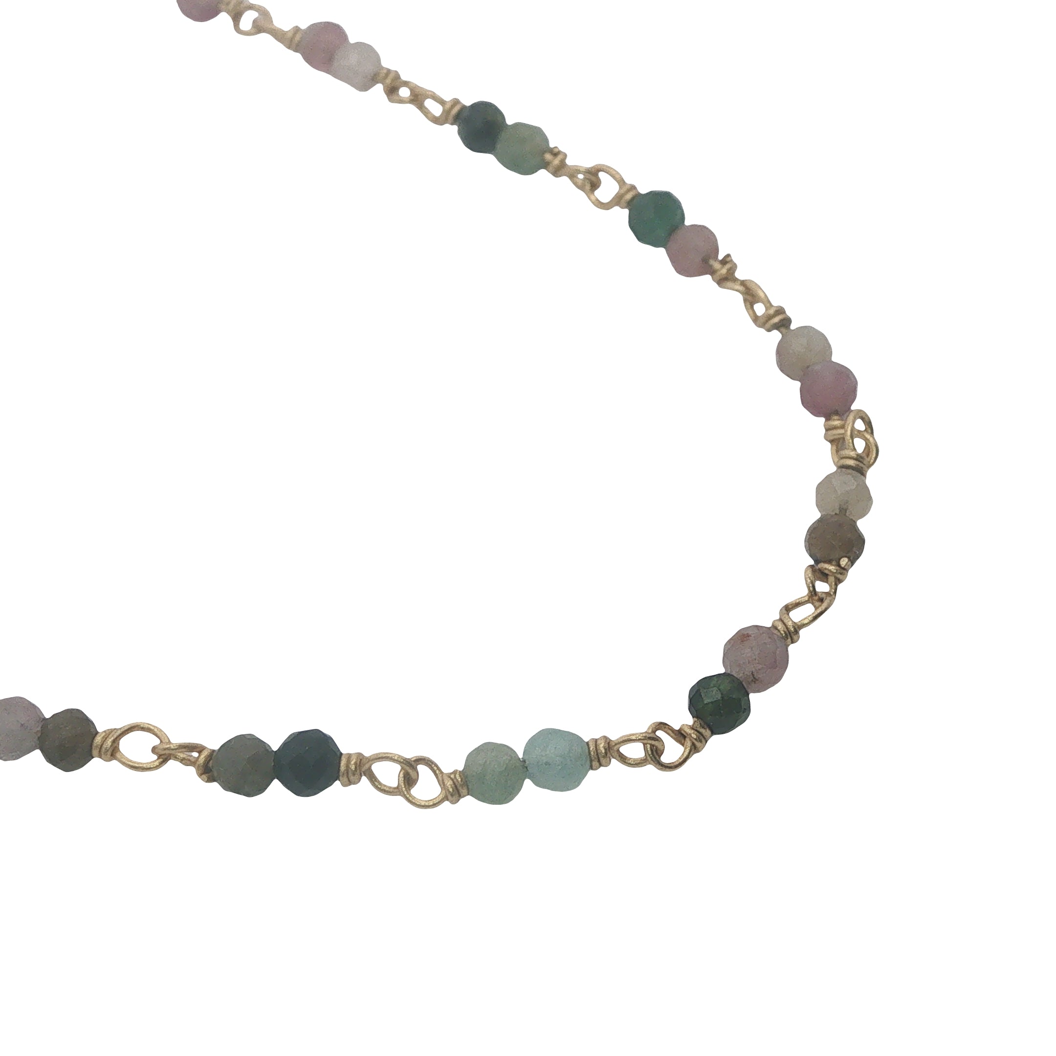 Collier doré avec duo tourmaline 38 cm