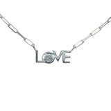 Silver love and zircon necklace