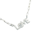 Silver love and zircon necklace