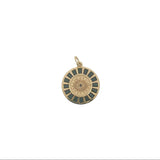 Charms doré médaille ronde zircons noirs baguette et oeil