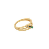 Bague dorée triple anneau avec pierres naturelles