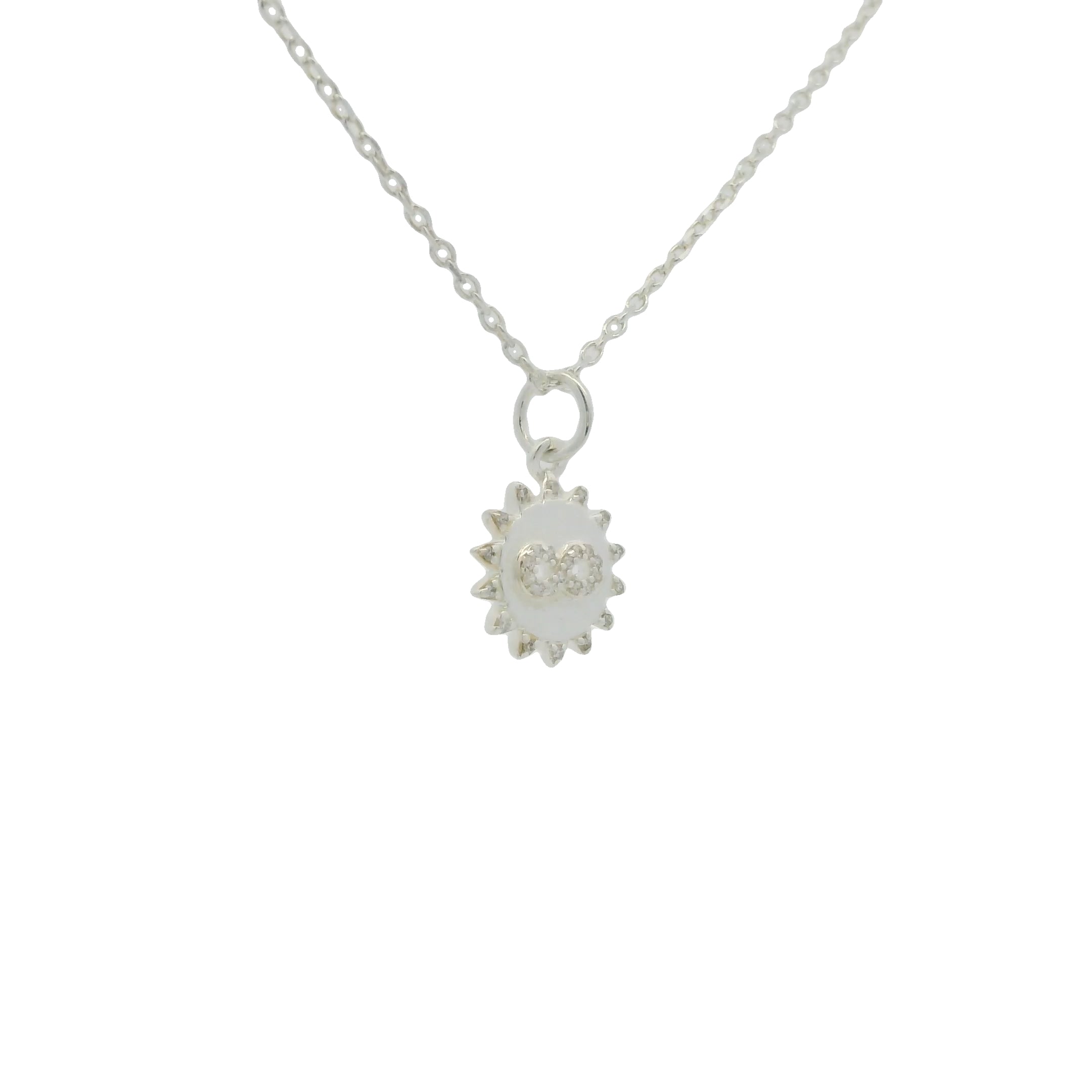 Collier en argent 925 médaille soleil infini zircons blancs 42 cm