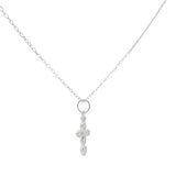 Collier en argent petite croix en zircons 42 cm