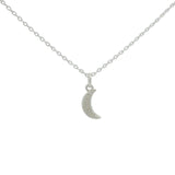 Collier petite lune argent 925 et zircons blancs 42 cm