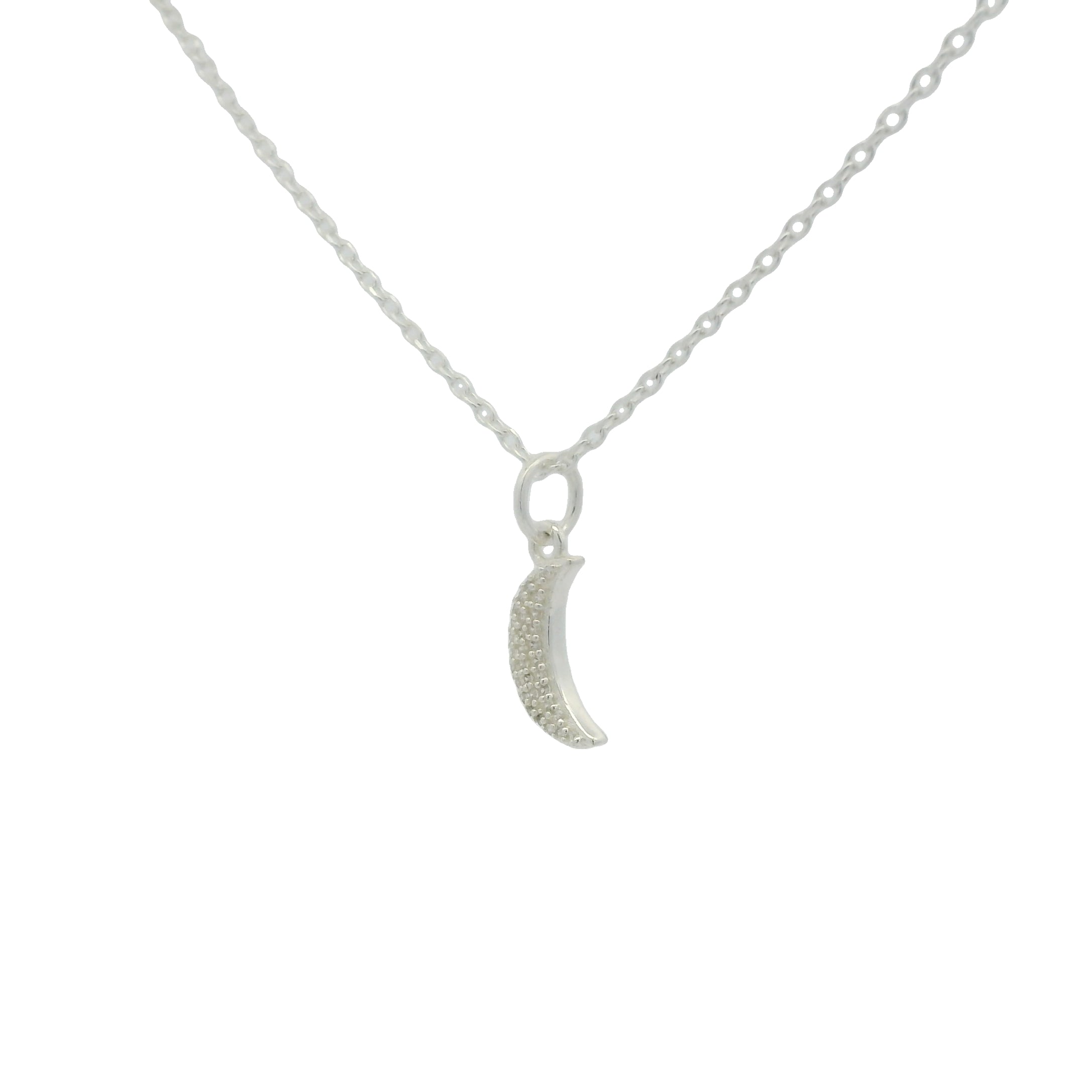 Collier petite lune argent 925 et zircons blancs 42 cm